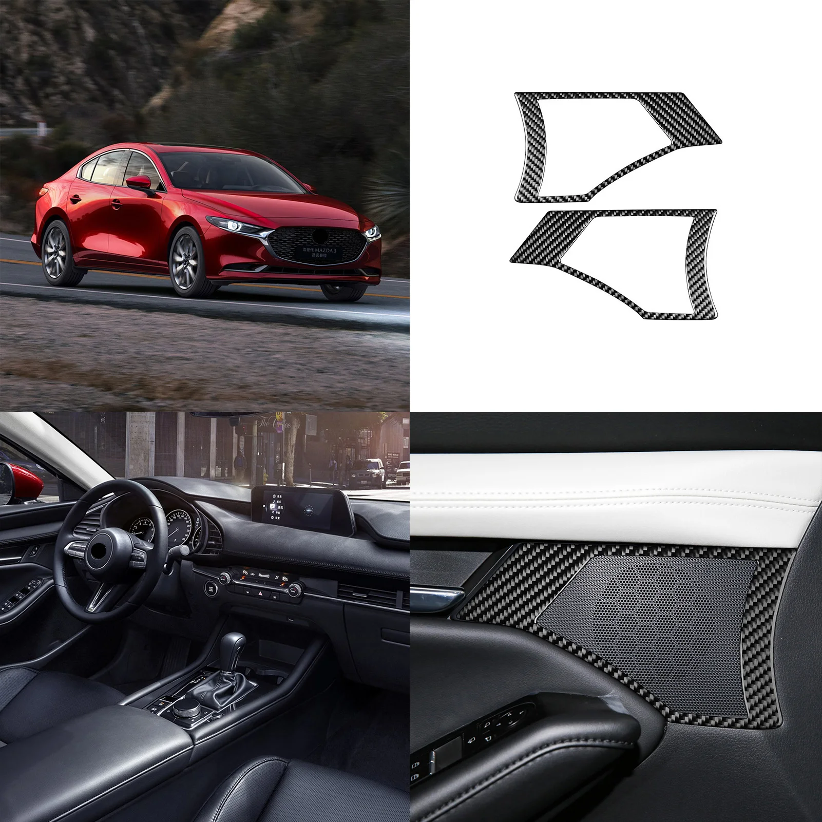 

Декоративная накладка на переднюю дверь динамика, наклейка для Mazda 3 Angkesaila 2020, аксессуары для салона автомобиля, углеродное волокно