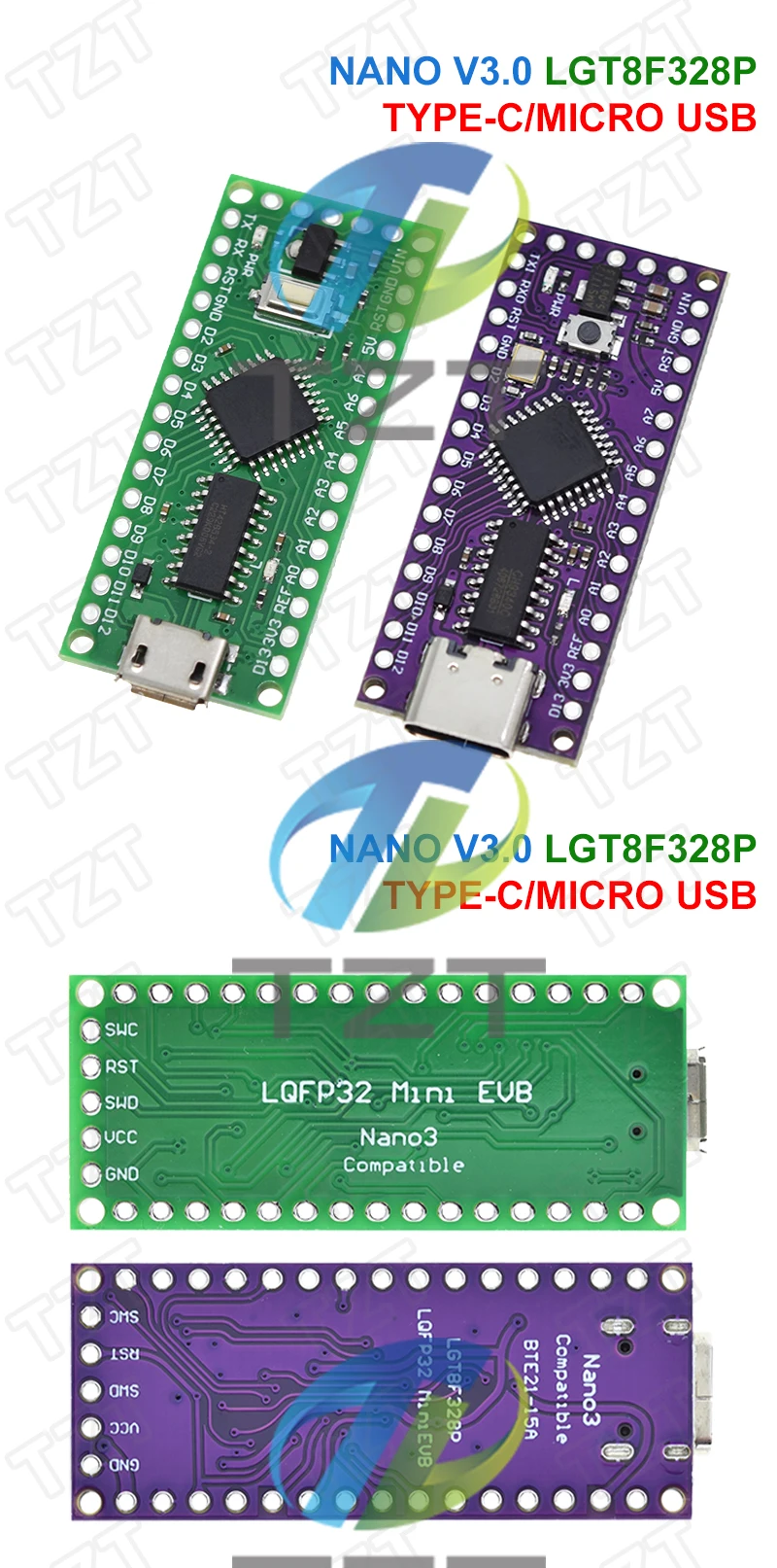 LGT8F328P-LQFP32 MiniEVB TYPE-C MICRO USB Kompatibel Mit ATMEGA328 Nano V 3,0 LGT8F328P CH9340C / HT42B534-1 SOP16 Für Arduino – Detail 10