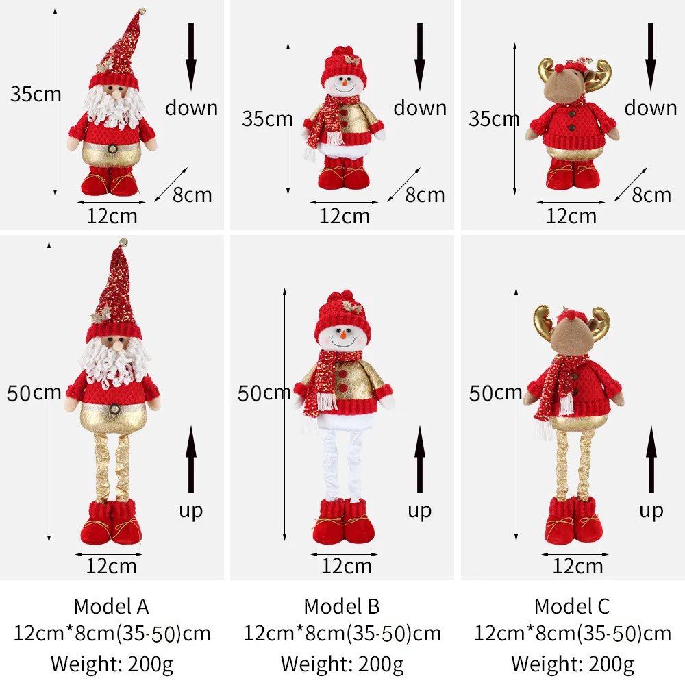 Christmas Doll 50CM Telescopic Legs Old Man Snowman Elk Home Decoration Christmas Gift