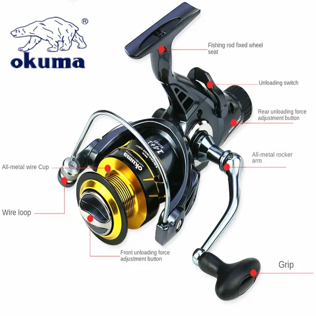 New Okuma Dual Brake Metal Wire Cup Fishing Reel 18K Max Drag5.2:1