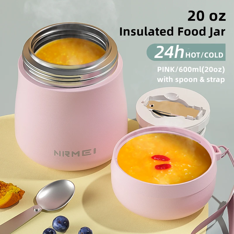 600ML Lunch Box Kids School Food Thermos Isulated Food Jar Thermos for Hot  and Cold Food with Lunch Box Insulated Bag