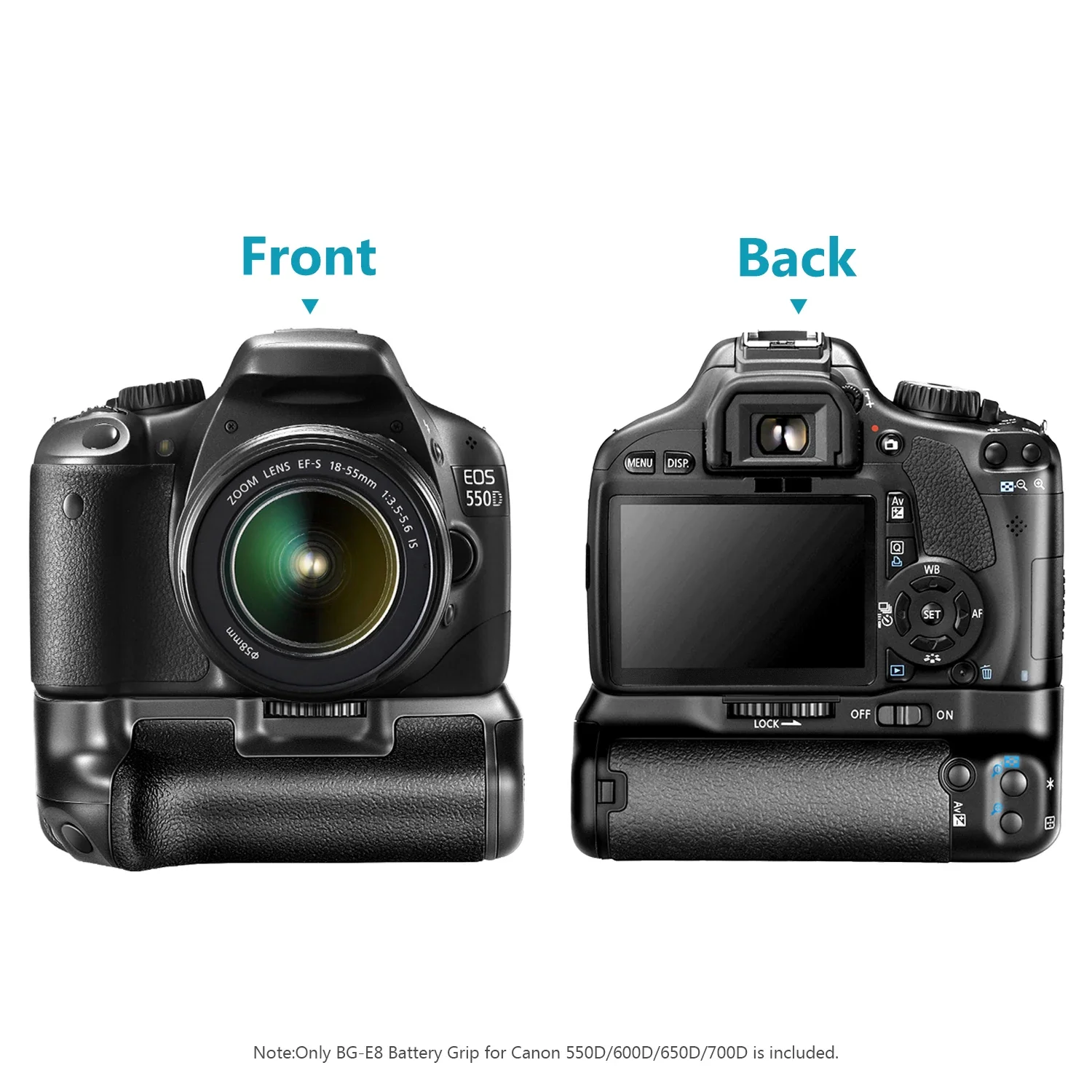 BG-E8 Battery Grip Handle for Canon EOS Rebel T2i T3i T4i T5i 550D 600D 650D 700