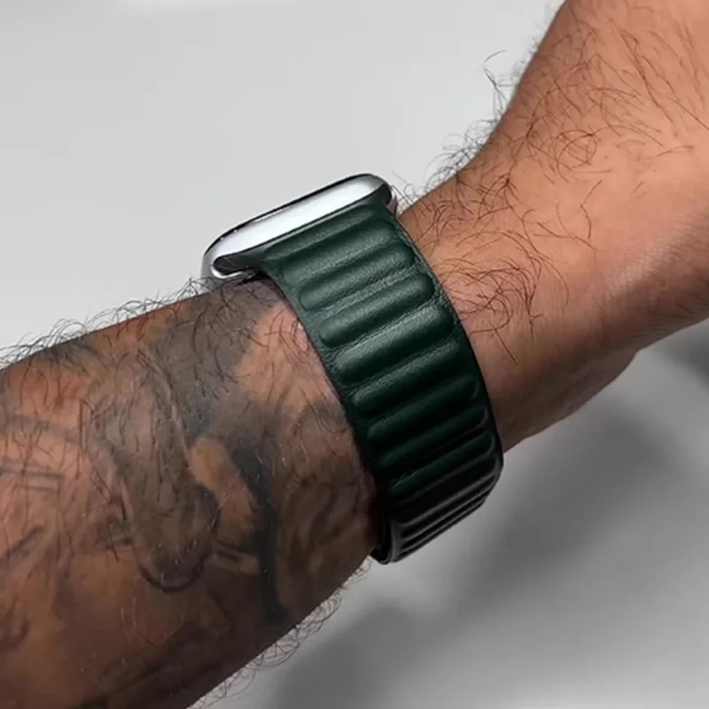 Premium Leather Magnetic Loop Watch Band Strap - Elegant Bracelet Design