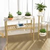 Bamboo Shelf Indoor, 2 Tier Window Tall Stand Table for Multiple Plants 1