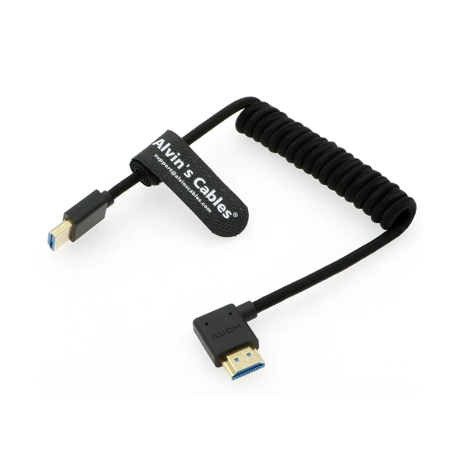 HDMI 8K 2.1 브레이디드 코일 케이블 - 울트라 HD 2.1 직각 왼쪽 각도 아토모스 닌자 V, 포트키스 BM5, 필월드 모니터, 카노용