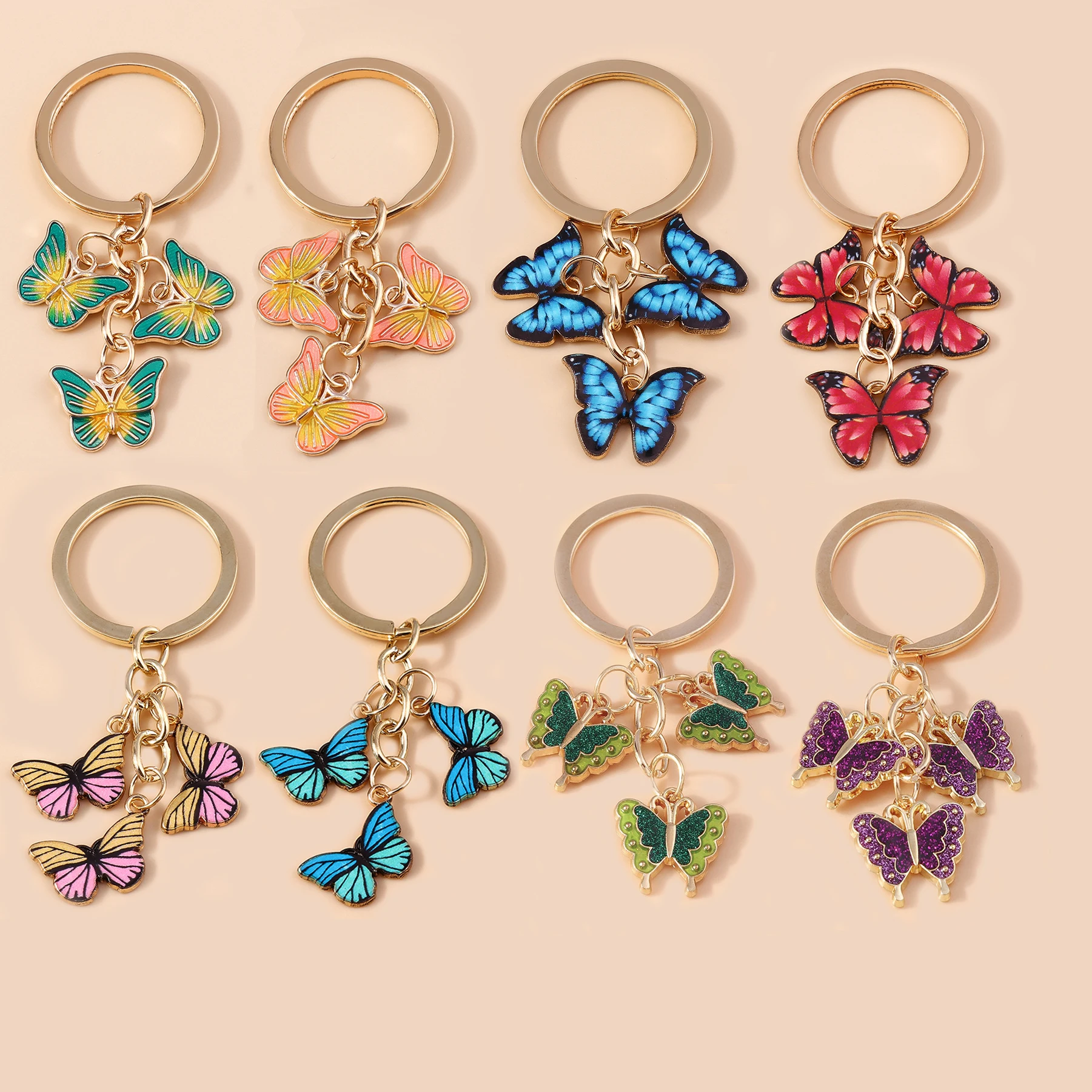 Aihua 30 verschiedene bunte Emaille-Tier-Schmetterlings-Schlüsselanhänger für Damen und Mädchen, Handtaschenanhänger, Autoschlüsselanhänger, Party-Schmuckgeschenke