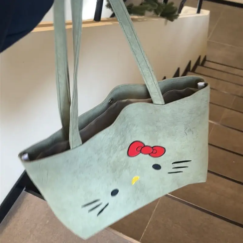 Kitty Anime Crossbody Bag New Cute Embroidery Kawaii Large Capacity Shoulder Bag Girl All-Match Tote Bag Student