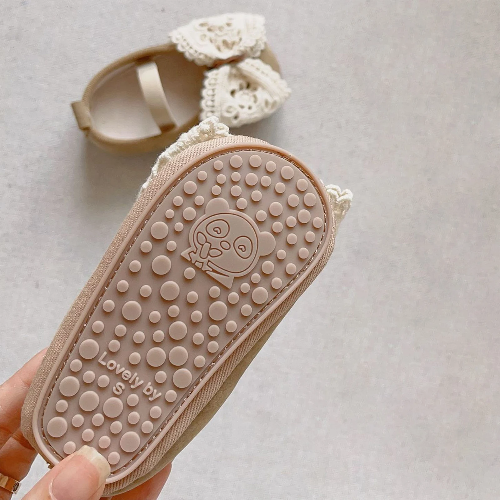 MISOWMNJOY Baby Girls Shoes Lace Flower Bowknot Infant Mary Jane Flats Soft Sole Rubber Non-Slip Crib Shoes for Toddlers 5
