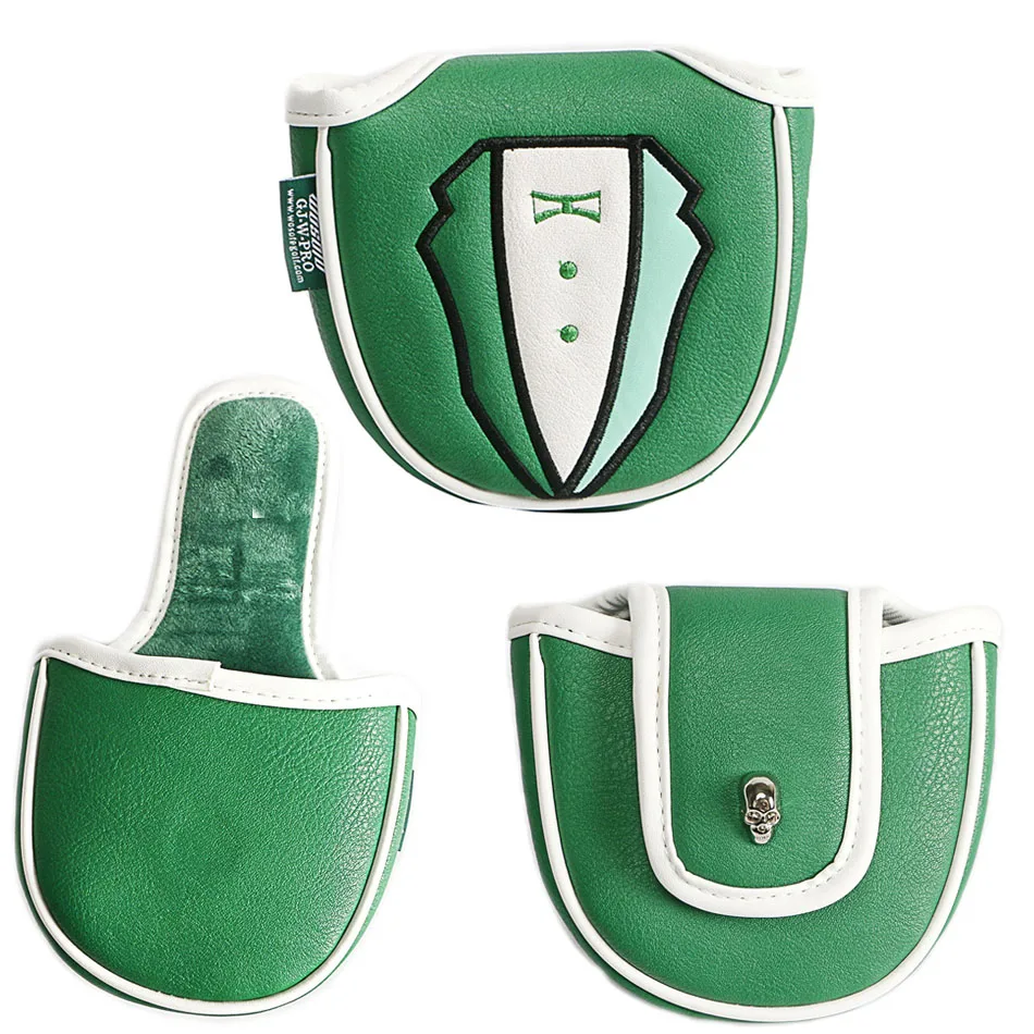 

NEW GOLF Putter Cover Green Jacket PU Leather Magnetic Mallet Headcover