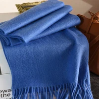100% Wool Winter Scarf For Women Long Warm Cashmere Scarves Hijab Solid Lady Shawl Wrap Female Pashmina Bandana Head Scarfs New - Image 3