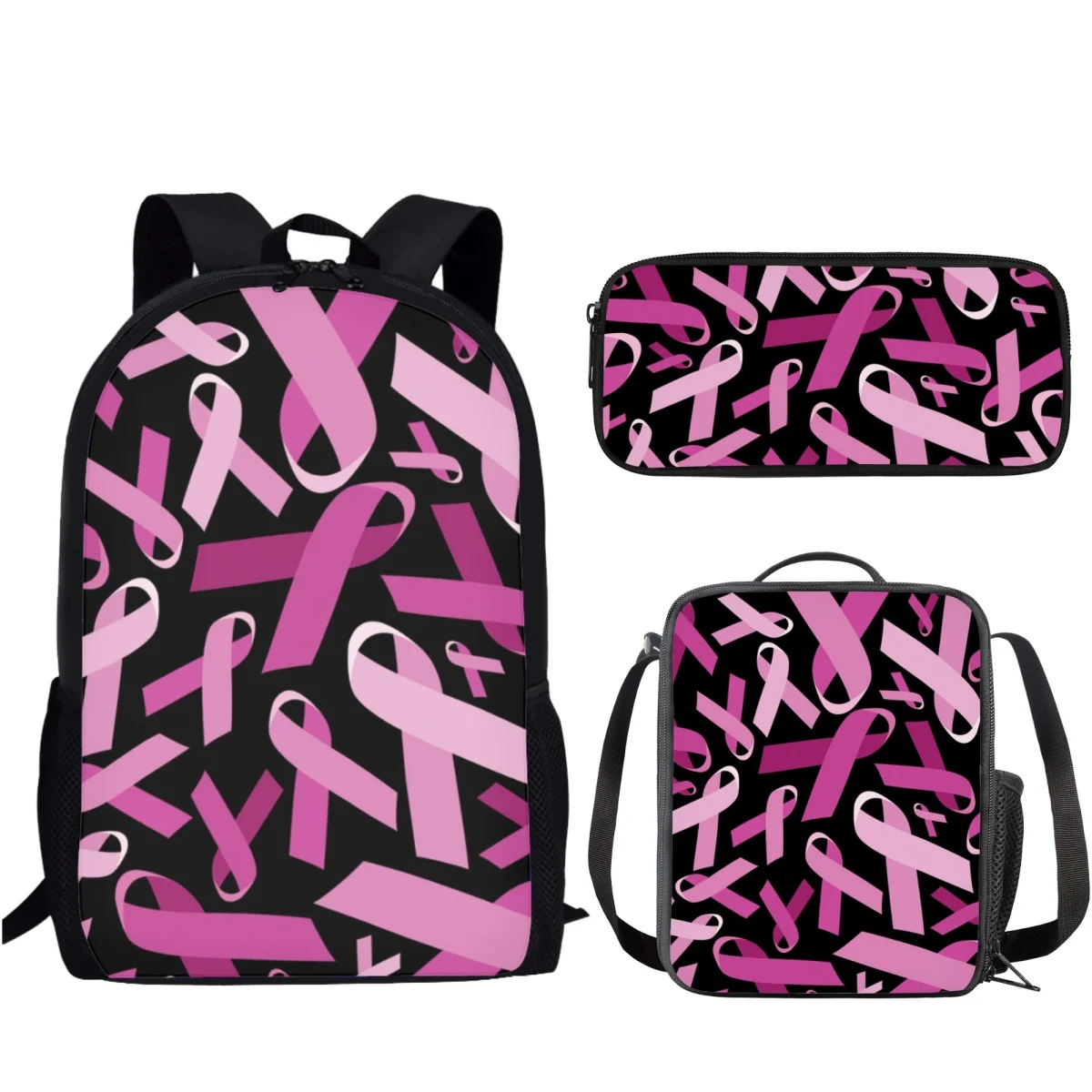 

Faith Hope Love Pink Ribbon School Bags 3D Anime Prints Book Backpack Boys Teenagers Girls Large Capacity Schoolbags Mochila