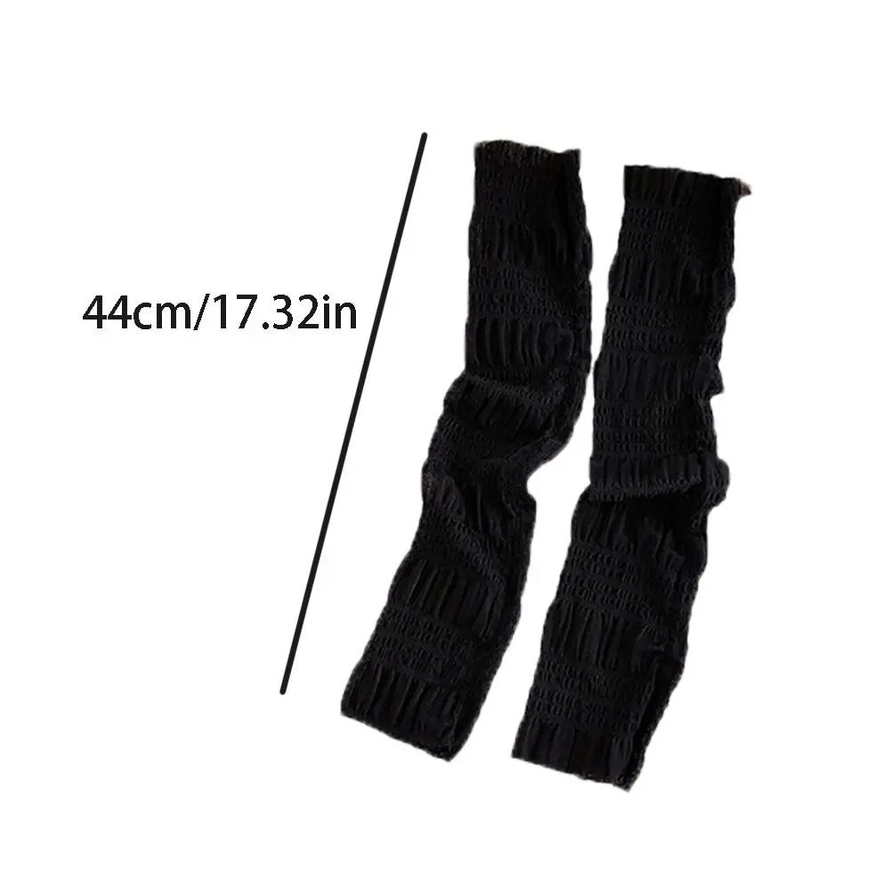 Ice Silk Cooling Arm Sleeves Elegant Lace Ruffle Sun Sleeves Transparent Thin UV Arm Sleeves Driving