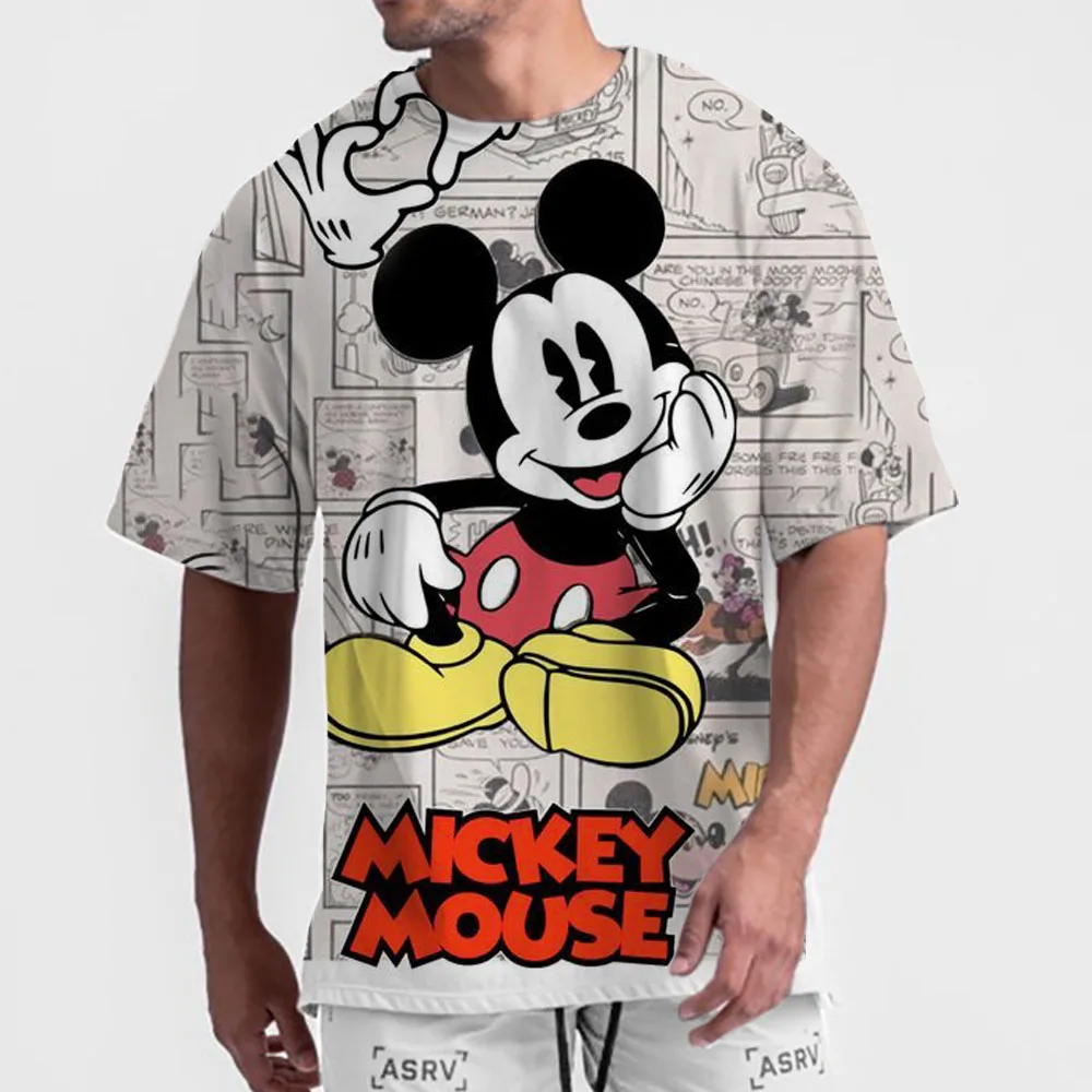 thumbnail image 1 of Camiseta de hombre Disney Mickey Mouse Auriculares Letras de moda Camiseta de manga corta Camiseta de dibujos animados Ropa de cuello redondo Talla grande, 1 of 4