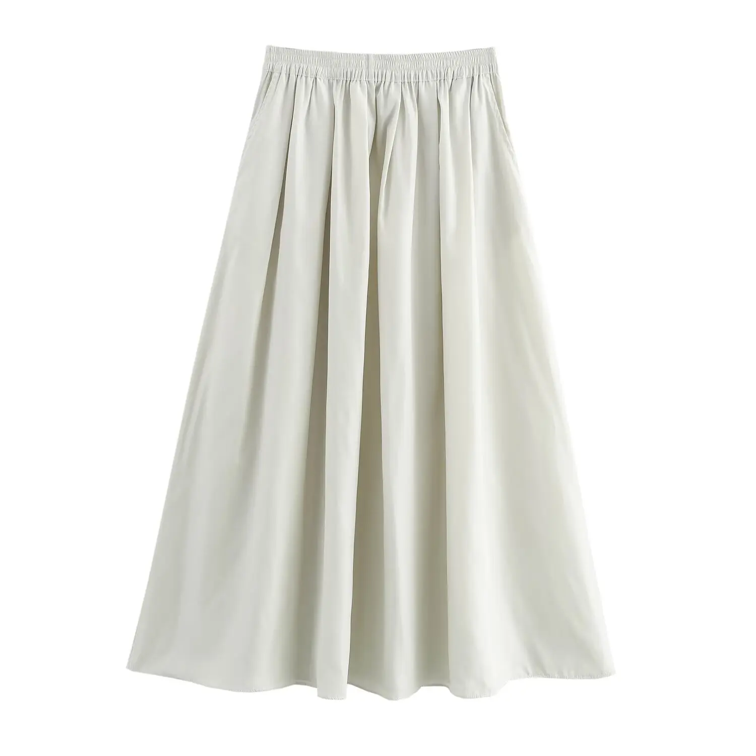 thumbnail image 1 of HH TRAF Faldas elegantes de verano para mujer, con cintura elástica, bolsillos, dobladillo ancho, lisas, plisadas, hasta el tobillo, para calle alta, 1 of 5