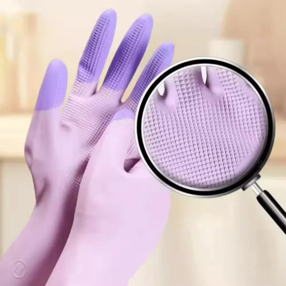 Silicone Anti-Slip Reusable Dishwashing Gloves - Durable & Convenient Kitchen Cleaning Supplies