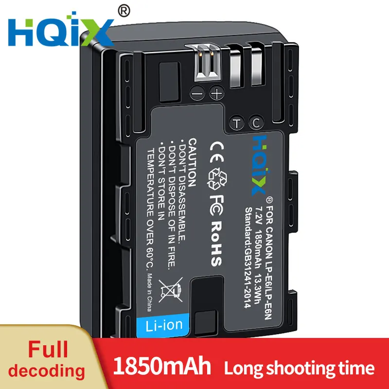 

HQIX for Canon EOS R R5 R5C R6 R7 90D 80D 70D 60D 6D Mark II 6D2 7D2 5D4 5D3 5DS 5D2 60Da Camera LP-E6 LP-E6N Charger Battery