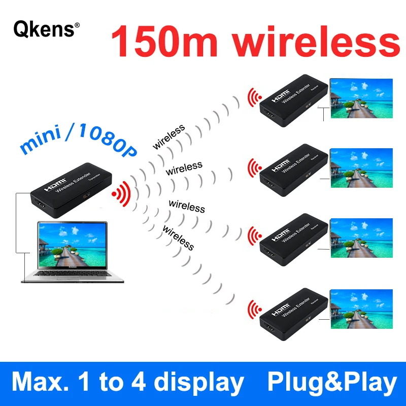 150m HD Wireless Wifi HDMI Extender Video Transmitter Receiver 1080P