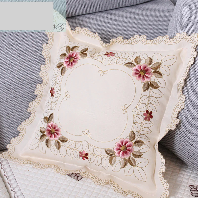 Fodera per cuscino moderna semplice ricamata con cuscino per auto pastorale in stile europeo_voghion.com