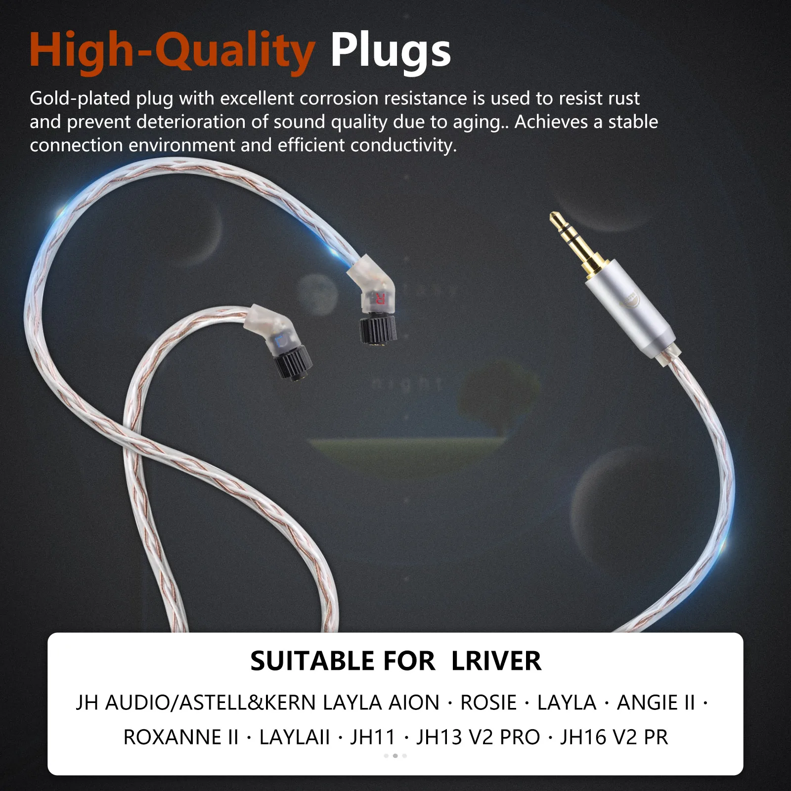 Okcsc-linha de Fone de Ouvido com Fio de Alta Pureza Jh24 Núcleo Cobre e Prata Plug 35 mm 25 mm 44 mm Rádio Leitor de Áudio Digital - Image 3