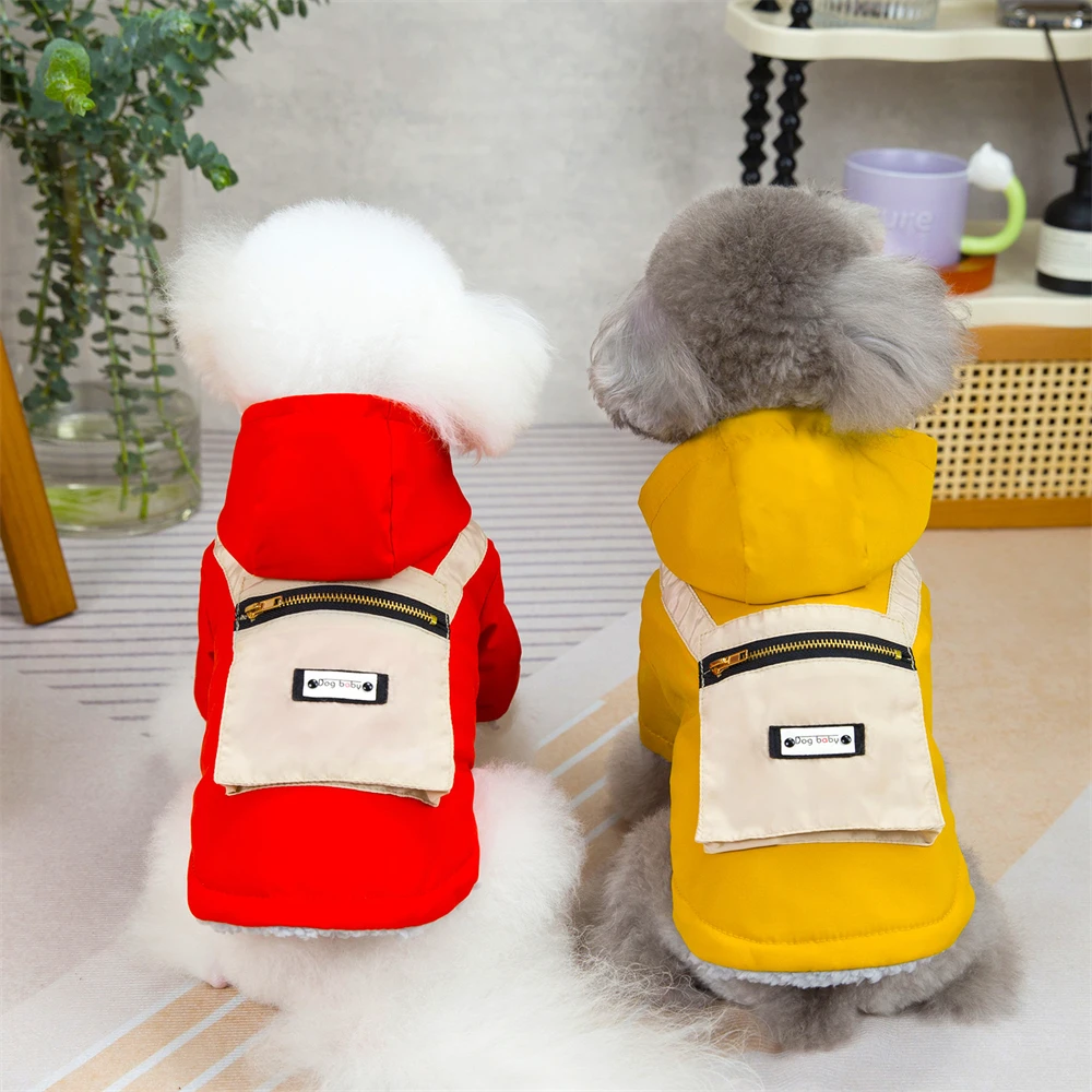 Winter Pet Clothes Windproof Keep Warm Pet Jacket Coat for Small Medium Dogs Thicken Puppy Cat Cotton Hooded Jacket Harness Coat