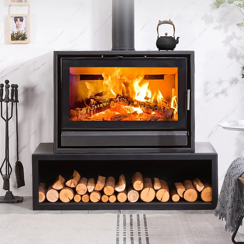 

Fireplace real fire wood burning household heating stove modern European style steel plate burning wood stove core villa