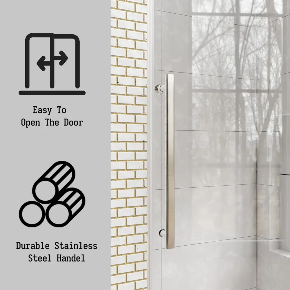 Shower Door, 56-60 in. W × 76 in. H, Frameless Glass, Clear Tempered Glass, Sliding Showers Doors, Bathroom Shower Door 6