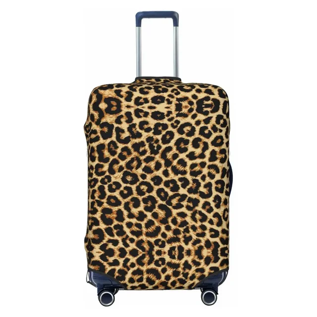 Custom Tropical Wild Animal Leopard Skin Leather Texture Suitcase Cover Washable Travel Luggage Covers for 18-32 inch