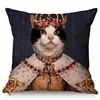 Cat General Portrait Imitate Famous Oil Painting Art Decorative Cushion Cover Nordic Funky Animal Style Sofa Throw Pillow Case 3