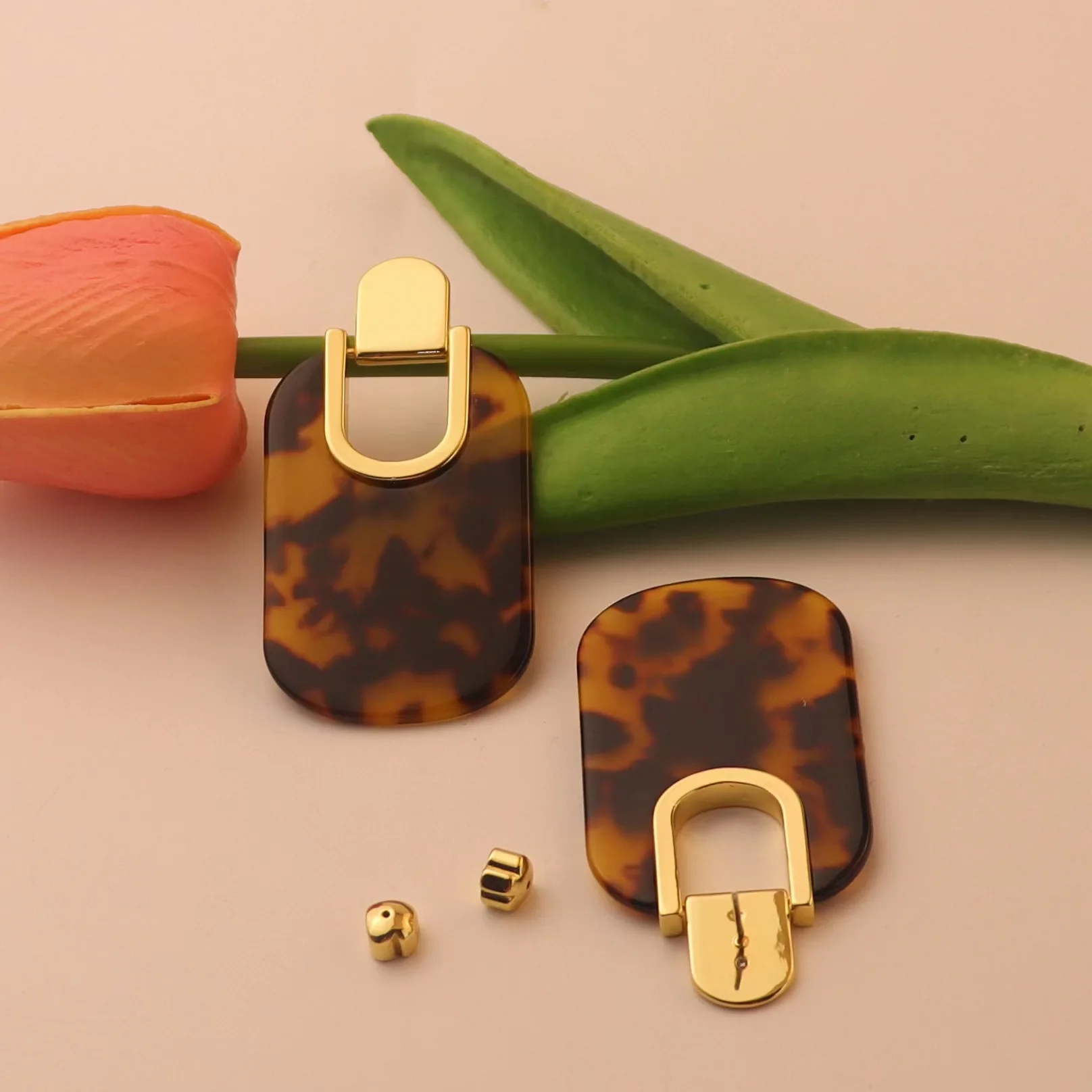 European and American personality exaggerated leopard print resin earrings