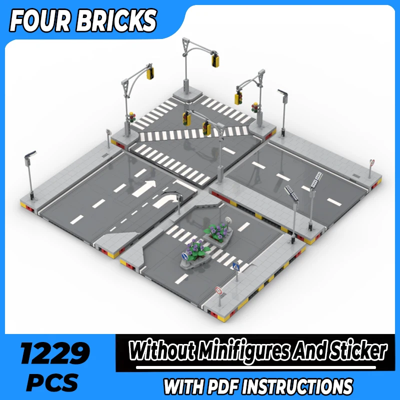 

City Street View Model Moc Building Bricks Urban Road System Technology Modular Blocks Gifts Christmas Toys DIY Sets Assembly