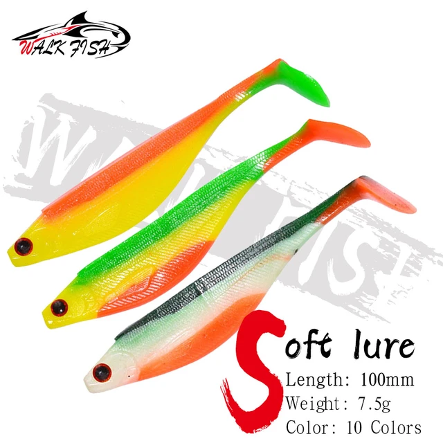 WALK FISH 3PCS/Lot 10cm 7.5g Paddle Tail Soft Plastics Baits Swimbait T  Tail Wobblers