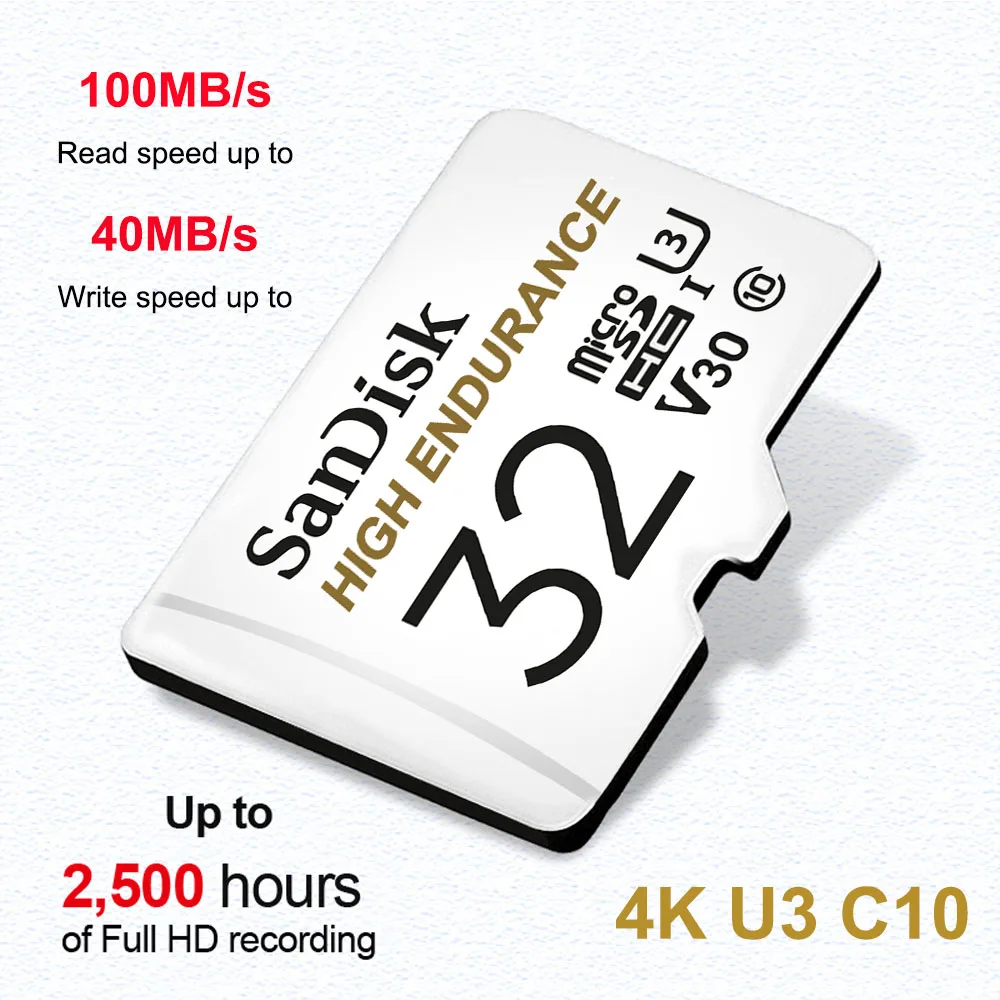 Карта пам'яті SanDisk HIGH ENDURANCE Micro SD 32GB 64GB 128GB 256GB Class 10 UHS-1 V30 U3 4K MicroSD TF Trans Flash Mikro Card