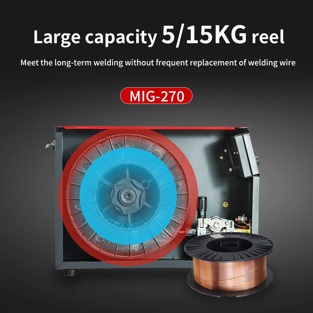 High Power Grade Dual-Purpose Welder 1/5/15KG Wire Feeder MIG-270 CO2 Welder Mini Welding Machine Gas and Gasless