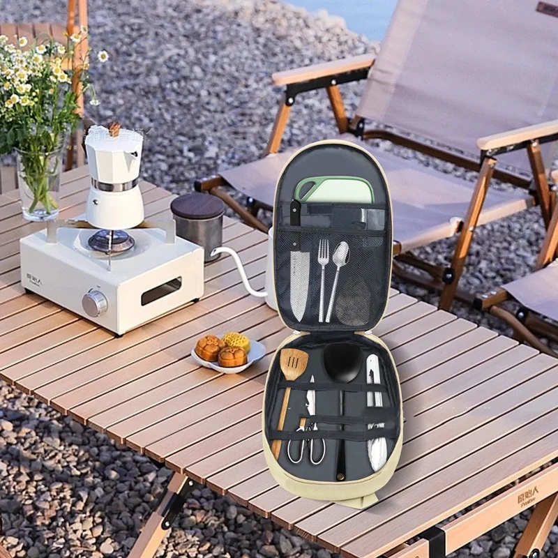 New Outdoor Camping Cookware Storage Bag Cooking Utensil Organizer Kitchen Ware Container Bag Portable Picnic Tableware Pouch