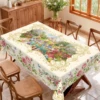 1 Piece of Easter Bunny Flower Print Round Tablecloth, 5 Sizes Available, Easter Bunny Flower Print Square Tablecloth, Edge Embossing Process, Wedding Decoration, Easter Spring Garden Tablecloth Decoration, Tablecloth for Daily Home Kitchen, Terrace, Easter Decoration 1
