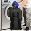 Mesh Pocket Dirty Clothes Storage Bag Laundry Backpack Large Capacity Waterproof Laundry Bag with Shoulder Strap Home Cleaning 2
