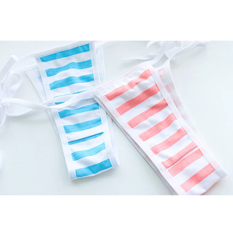 Sexy Bikini Set Women Underwear Pink Blue Stripe Cute Lingerie Micro Bikinis Swimwear Japanese Schoolgirl Anime Cosplay_voghion.com