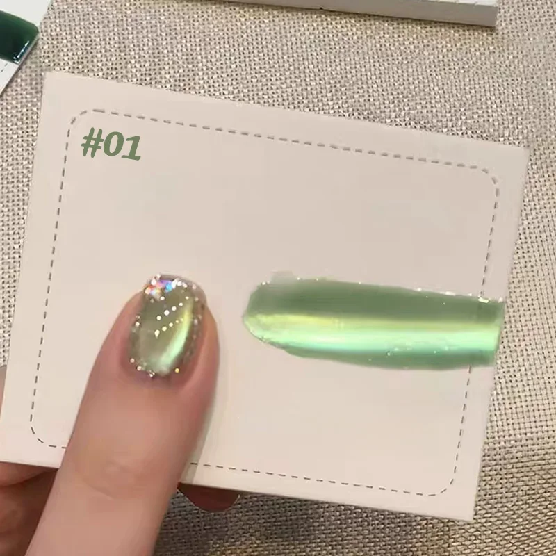 12ML Strobe Green Cat Eye Magnetic Gel Polish - Summer Nail Collection