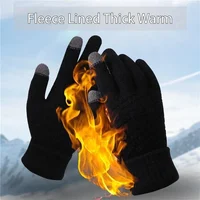 Winter Touch Screen Gloves Women Men Warm Stretch Knit Mittens Imitation Wool Full Finger Guantes Female Crochet Luvas Thicken