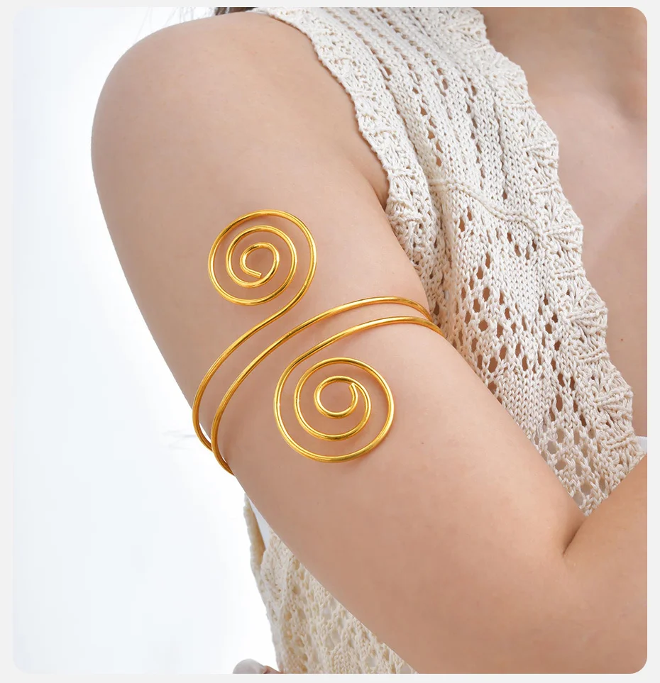 Vnox Übertriebener offener Armreif für Damen, schwerer, dünner, dicker Manschettenarmreif, Bohemian-Schmuck für Tanzpartys – Detail 3