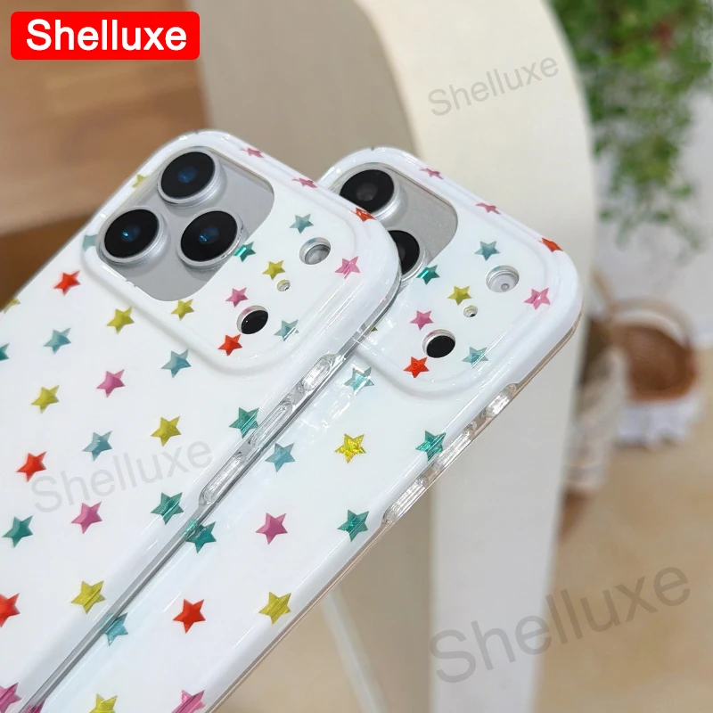 ins-Style Colored Pattern Phone Case Shelluxe For iPhone 17 16 15 14 Pro Max IMD Protector Cases Youth Girls Color Pattern Cover 4