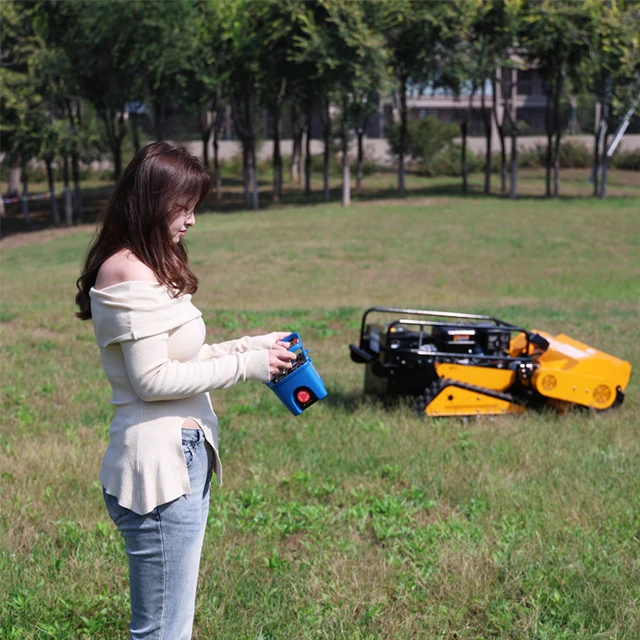Customized All-Terrain Pulverizer Lawn Mower Self-Propelled Remote Control Intelligent Automatic Crawler Farm Engine For Grass 4