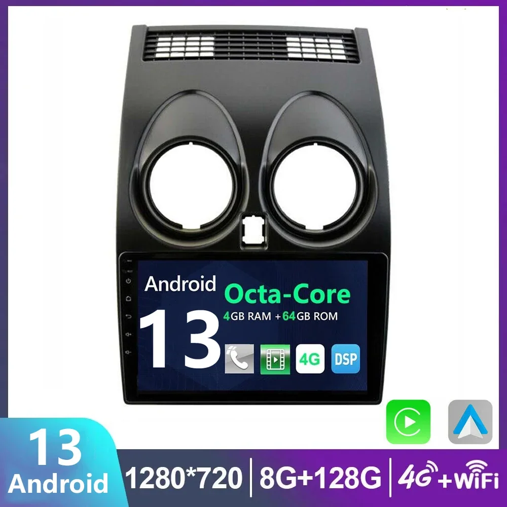 

9"Inch 2 Din Carplay Android 13.0 Car Radio GPS Navigation Auto Audio Stereo Player For Nissan Qashqai 2006-2013 RDS Head Unit