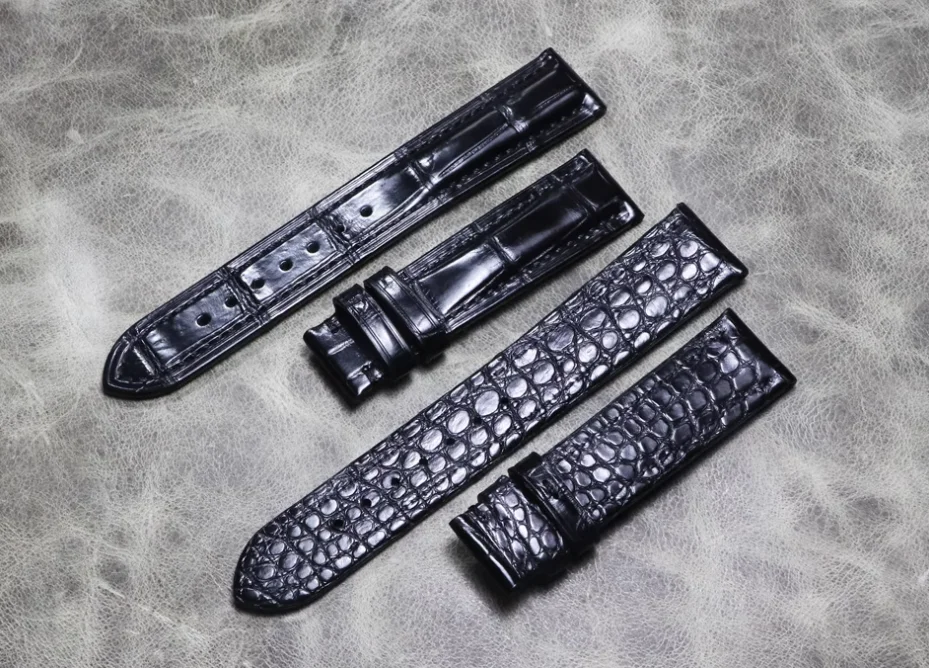 

Crocodile Skin Leather Belt 20 21 22mm Black Two-sided Genuine Leather Strap Luxury Butterfly Buckle Alligator Watchbands chain