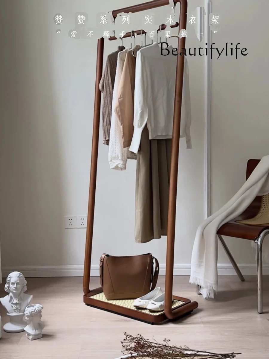 

Rattan Standing Wall Mounted Clothes Hanger Original Solid Wood New Japanese Retro Bedroom Living Room Home