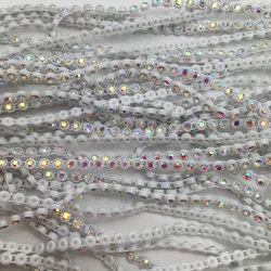 TABA® Sparkling AB Crystal Rhinestone Trim - 10 Yards of Elegant Rhinestone Banding (White)
