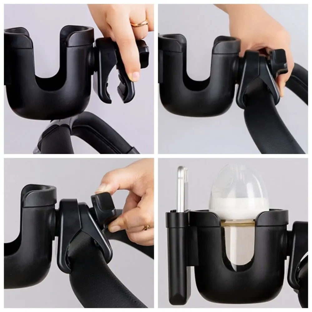 Baby Stroller Water Cup Holder 360° Rotate Anti-Slip Milk Bottle Rack Baby Pram Multi-function Mobile Phone Holder