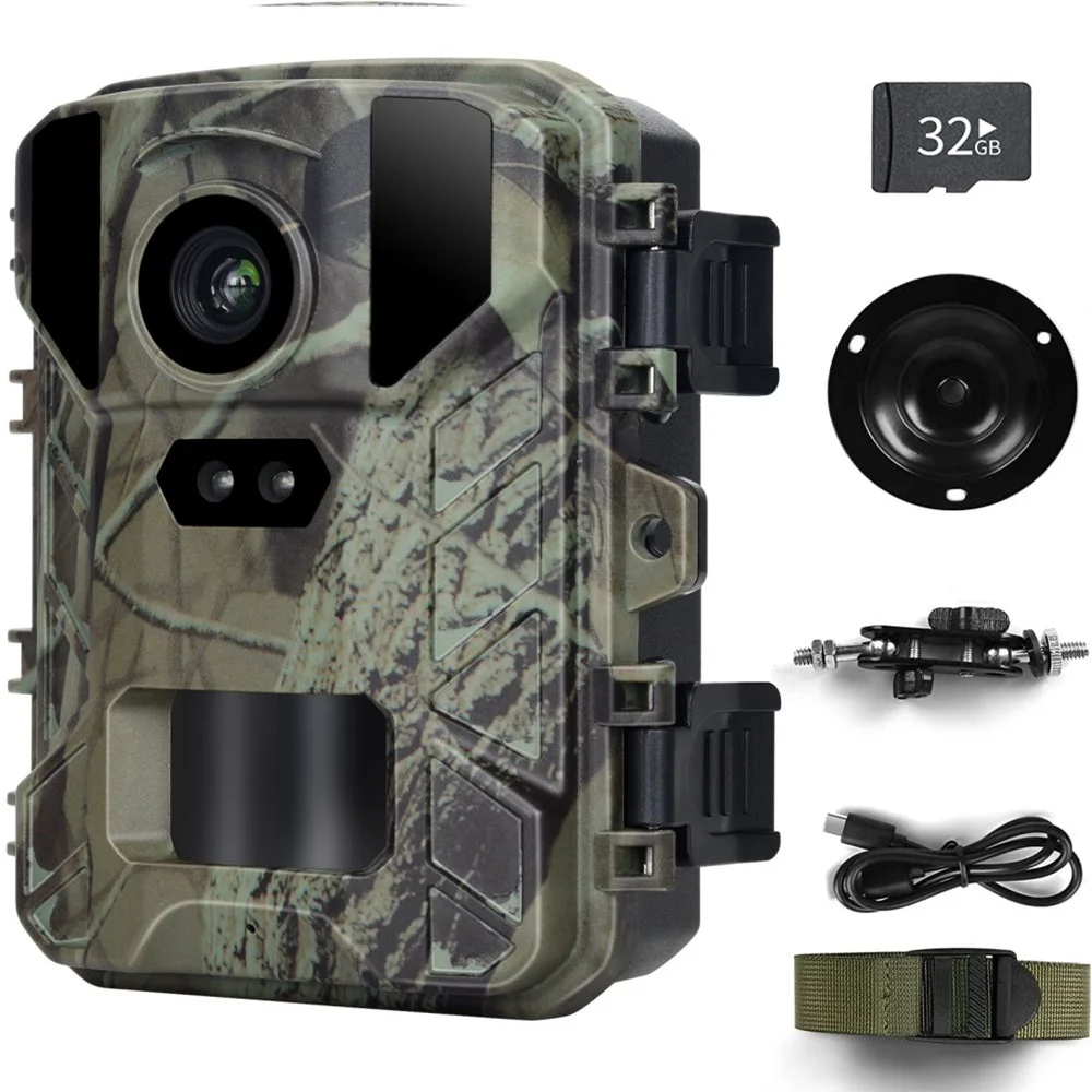 Mini Trail Camera 24MP 2.7K Game Hunting Night Vision 0.2s Trigger Time Motion Activated, IP65 Waterproof Wildlife Monitoring