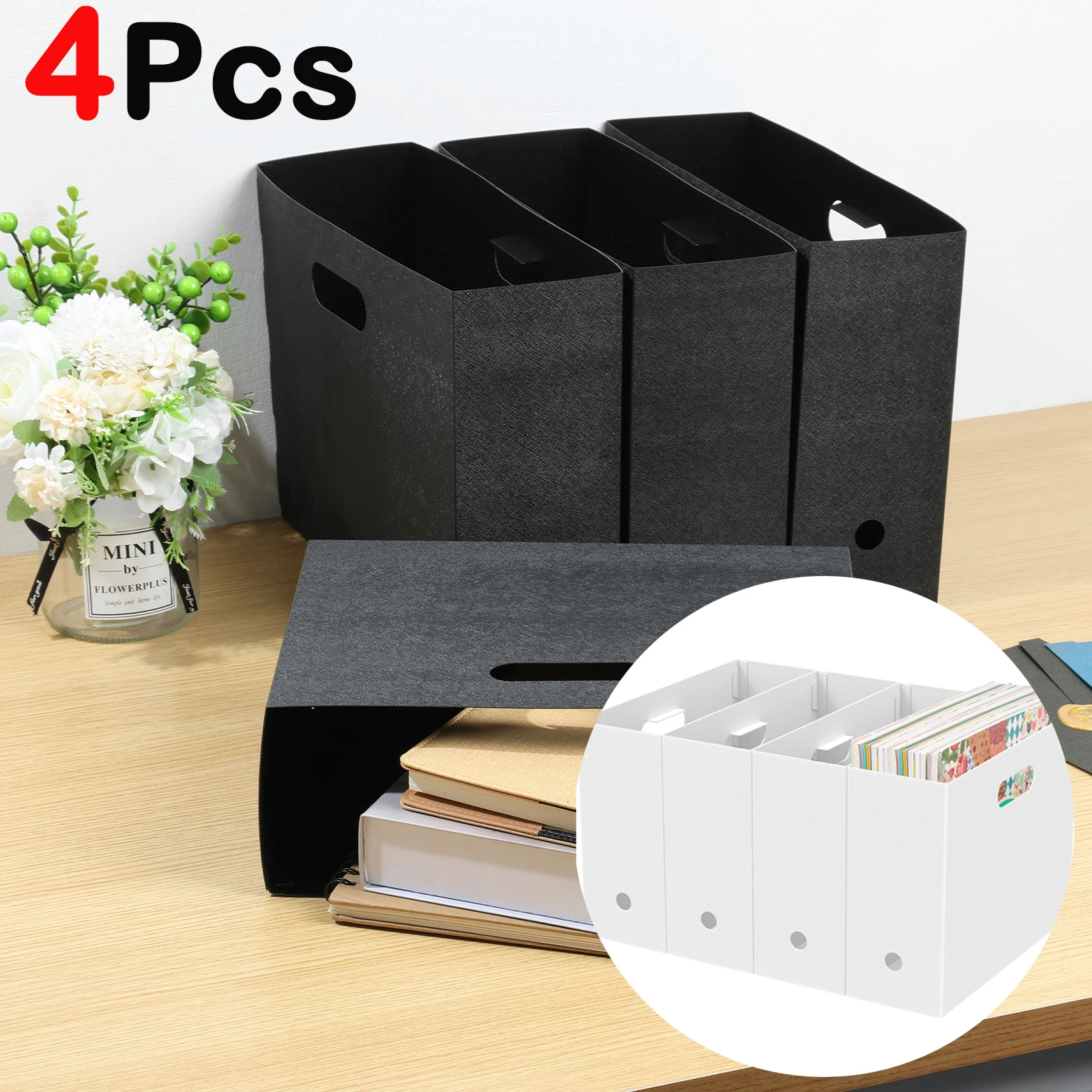 Foldable Book Magazine Storage Stand 4Pcs Portable Thickened PP File Organizer for Documents Books Journals Scrapbooks
