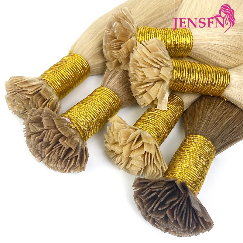 Human Hair Extension JENSFN Straight Flat Tip Hair Extensions Remy 100% Human Hair Keratin Tip Extensions For Salon Pre Bonded Hairwigs 50G/Set